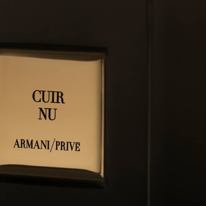 Video showcasing the bottle, ingredients and cinematic silhouettes of Armani/Prive Cuir Nu fragrance.
