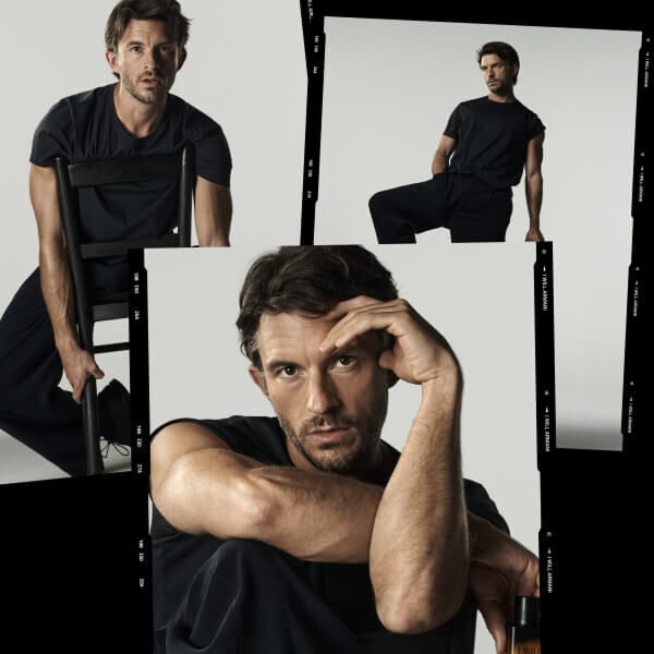 Jonathan Bailey for Giorgio Armani I WILL Eau de Parfum, shown in a cinematic campaign collage.