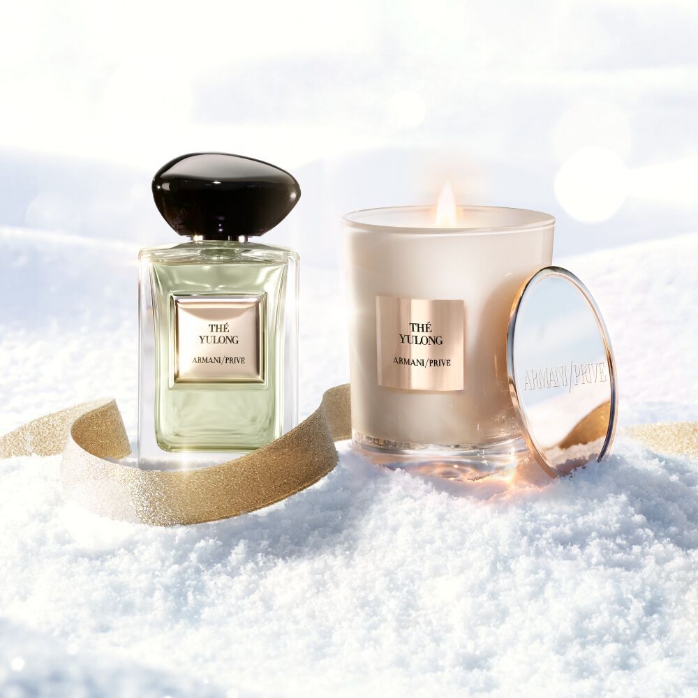 Armani/Prive The Yulong fragrance and candle on snow for a refined holiday home scent.