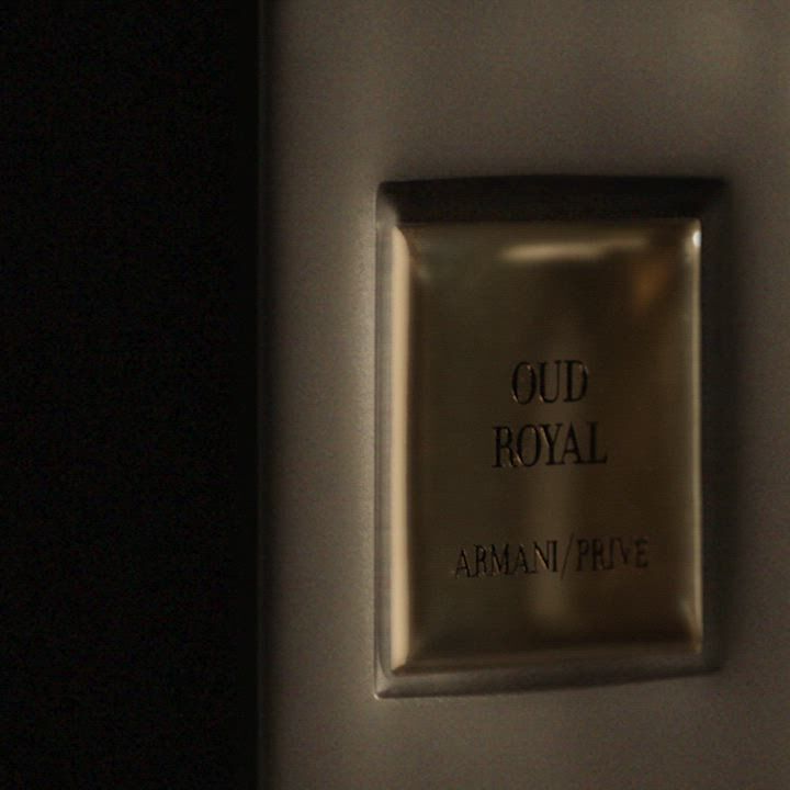 Video showcasing the bottle, ingredients and cinematic silhouettes of Armani/Prive Oud Royal fragrance.