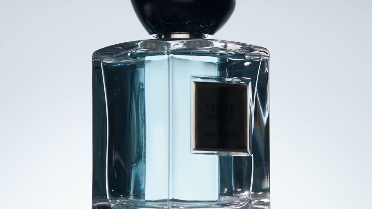 Video showcasing the bottle, ingredients and cinematic silhouettes of Armani/Prive Vetiver D’Hiver fragrance.