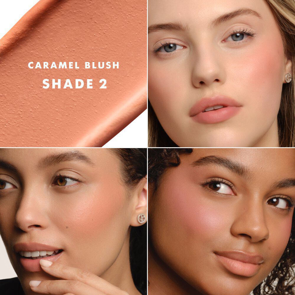 Armani Blush cream-to-powder blush showcasing shade and wear on different skin tones
