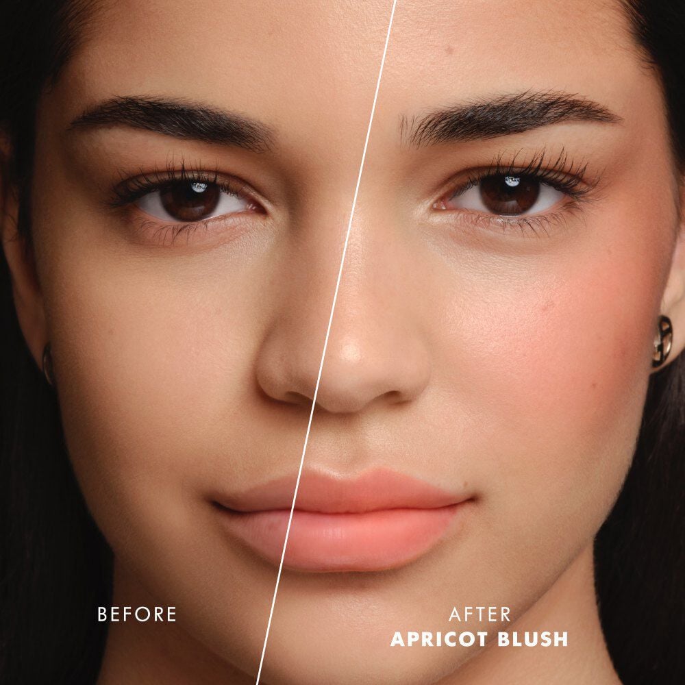 Before and after results of Giorgio Armani Blush Dolci Makeup cream-to-powder blush