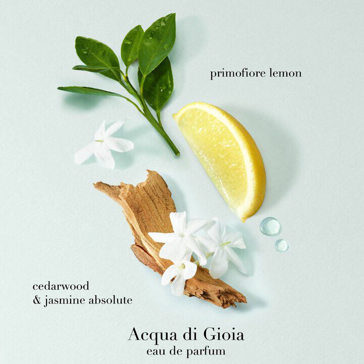 Giorgio Armani Acqua di Gioia Eau de Parfum  with a primofiore lemon, cedarwood, and jasmine absolute.