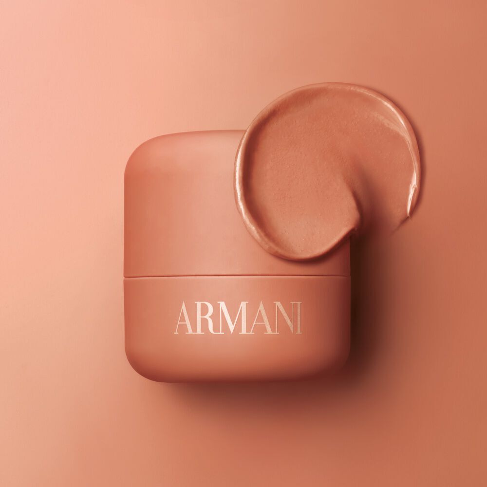 Armani beauty cream-to-powder blush product and swatch