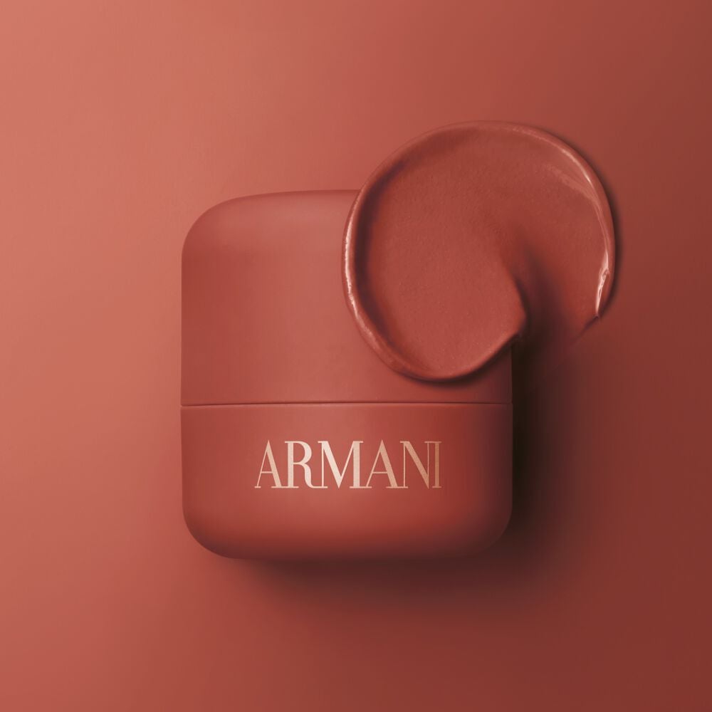 Armani beauty cream-to-powder blush product and swatch