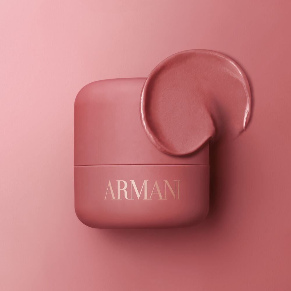 Armani beauty cream-to-powder blush product and swatch