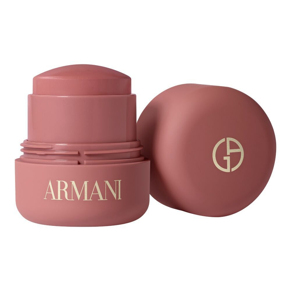 Giorgio Armani Blush Dolci Makeup cream-to-powder blush stick with open packaging.