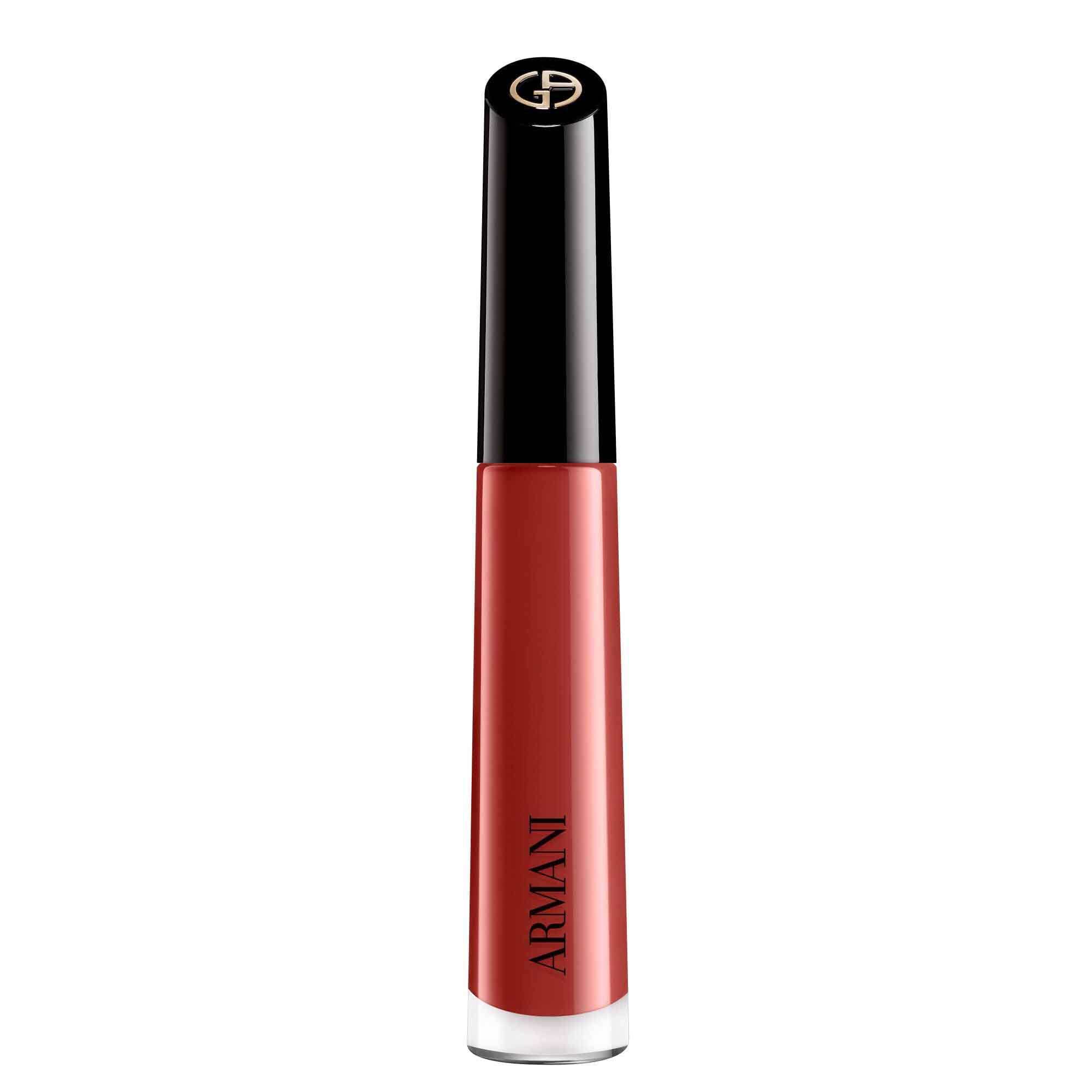 ARMANI LIP MAESTRO in shade 520 Dusty Rose standing upright on a rippled pink background.