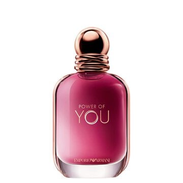 ARMANI POWER OF YOU perfume bottle, featuring a radiant ruby liquid and sleek gold-accented design.