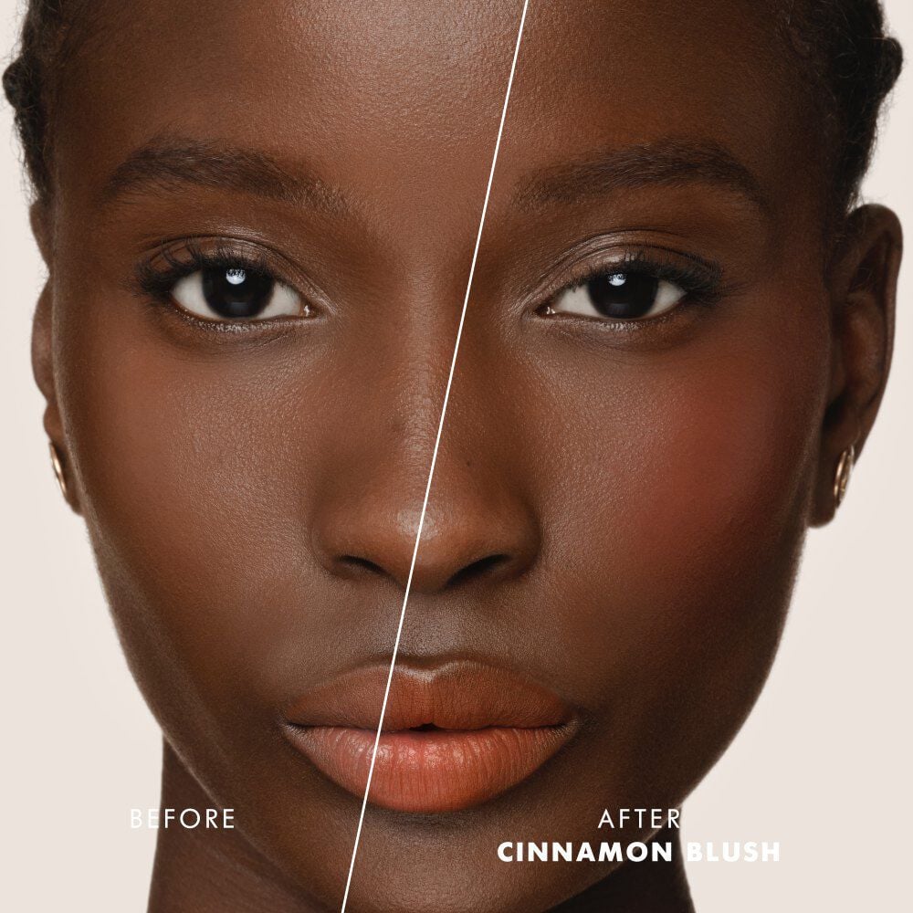Before and after results of Giorgio Armani Blush Dolci Makeup cream-to-powder blush