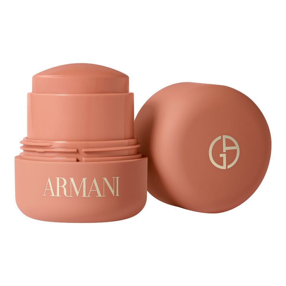 Giorgio Armani Blush Dolci Makeup cream-to-powder blush stick with open packaging.