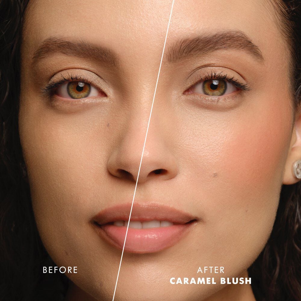 Before and after results of Giorgio Armani Blush Dolci Makeup cream-to-powder blush