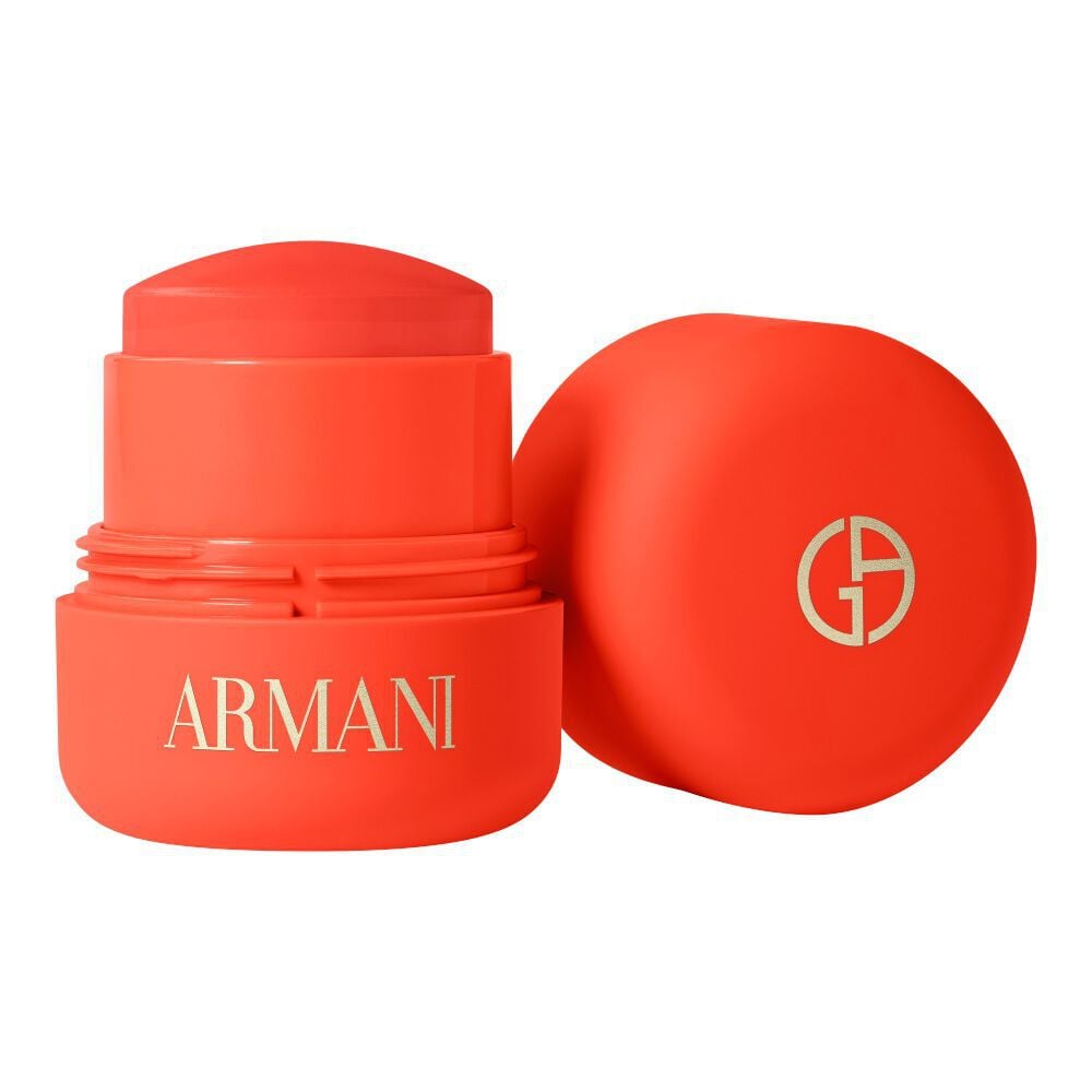 Giorgio Armani Blush Dolci Makeup cream-to-powder blush stick with open packaging.
