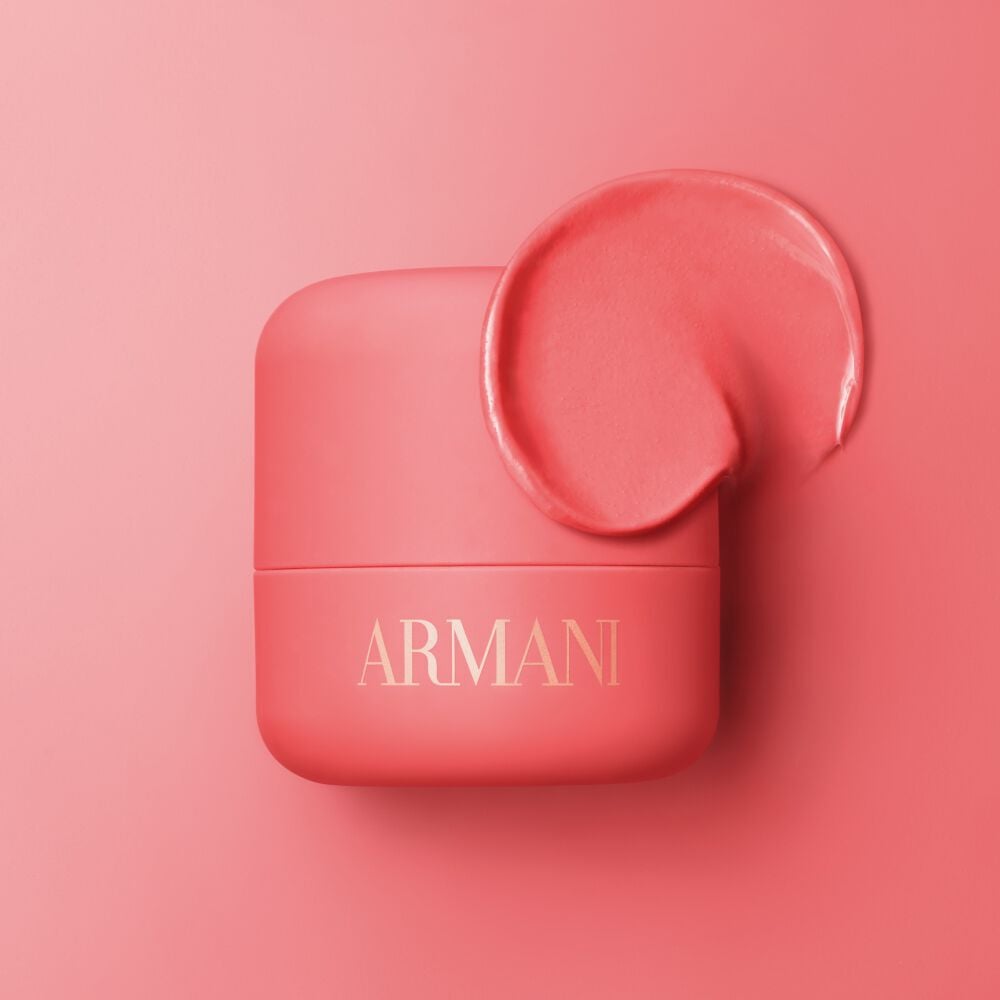 Armani beauty cream-to-powder blush product and swatch