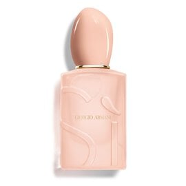 Giorgio Armani Si Nude Bloom perfume bottle on a white background.