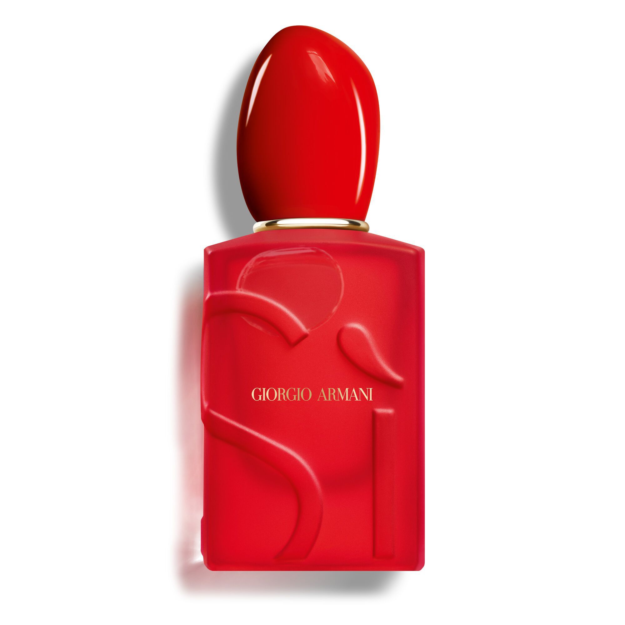 Giorgio Armani Si Passione Red Bloom perfume bottle on a white background.
