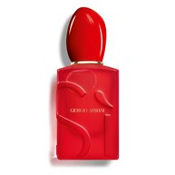Giorgio Armani Si Passione Red Bloom perfume bottle on a white background.