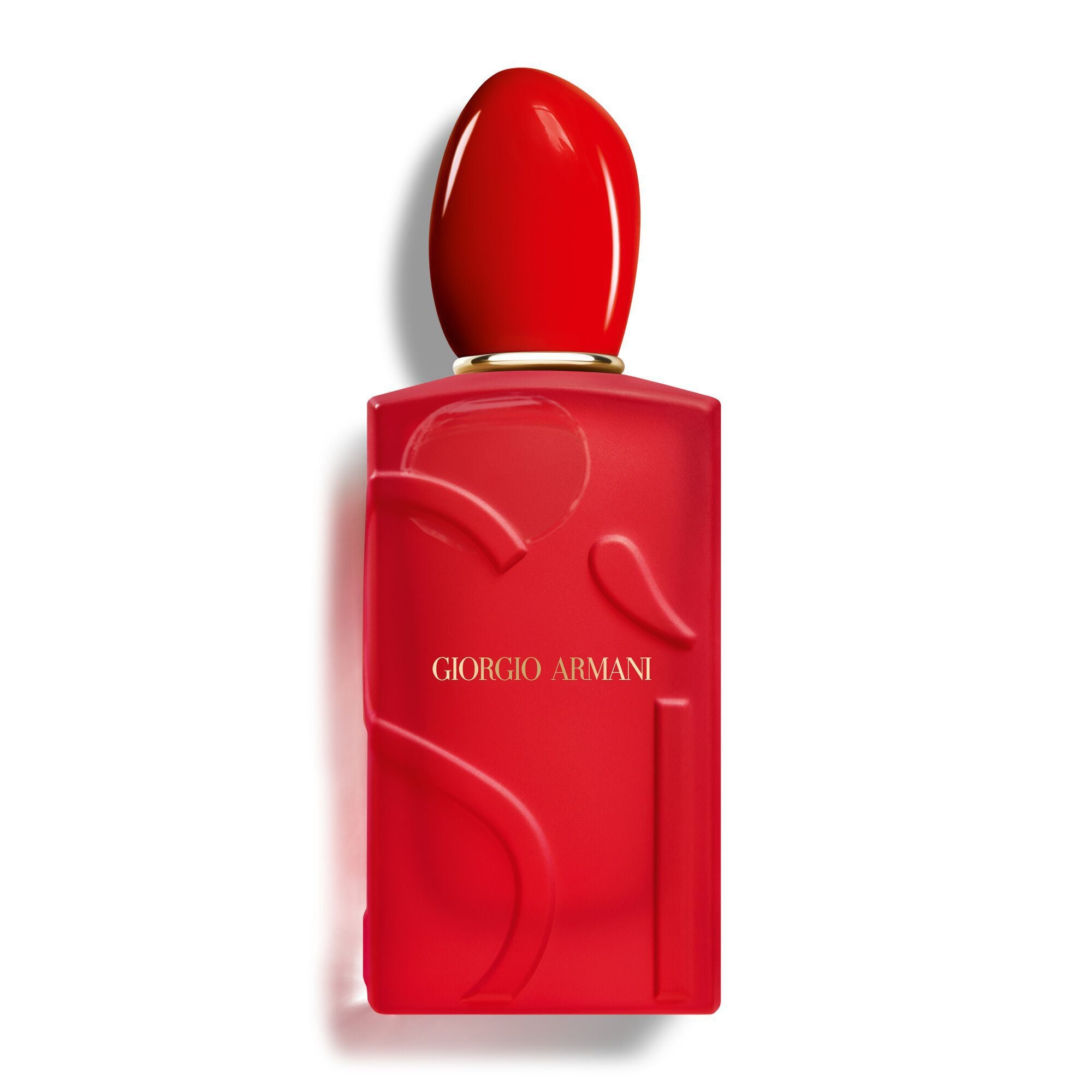 Giorgio Armani Si Passione Red Bloom perfume bottle on a white background.