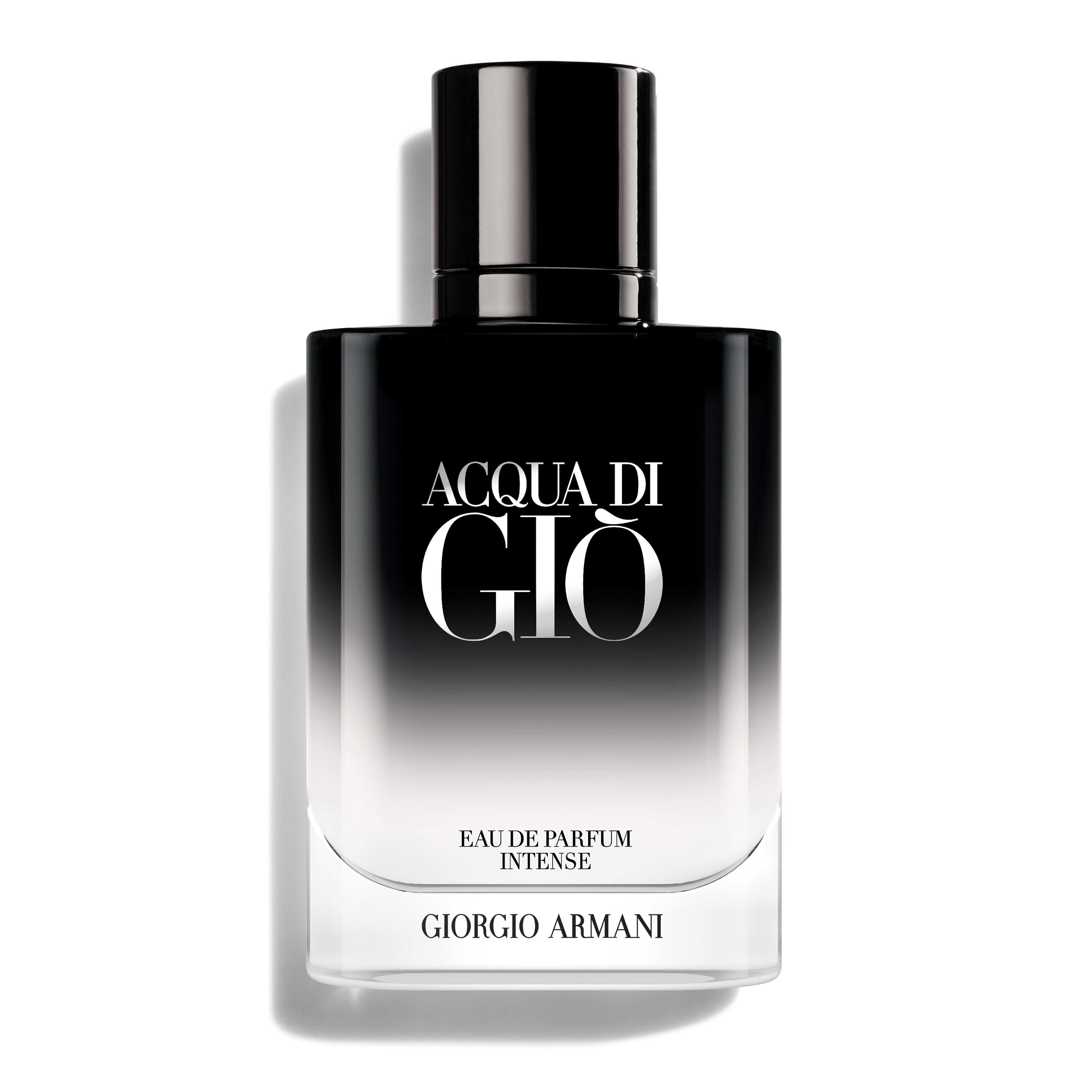 Giorgio Armani Acqua Di Gio Eau de Parfum Intense bottle. A sleek black gradient design.