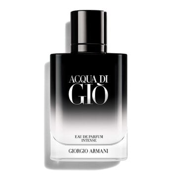 Giorgio Armani Acqua Di Gio Eau de Parfum Intense bottle. A sleek black gradient design.